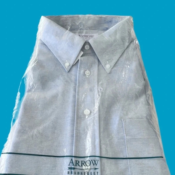 VTG NOS Arrow Dover Long Sleeve Dress Shirt 17 Tall 17-38 New In Package Blue. - Picture 3 of 6